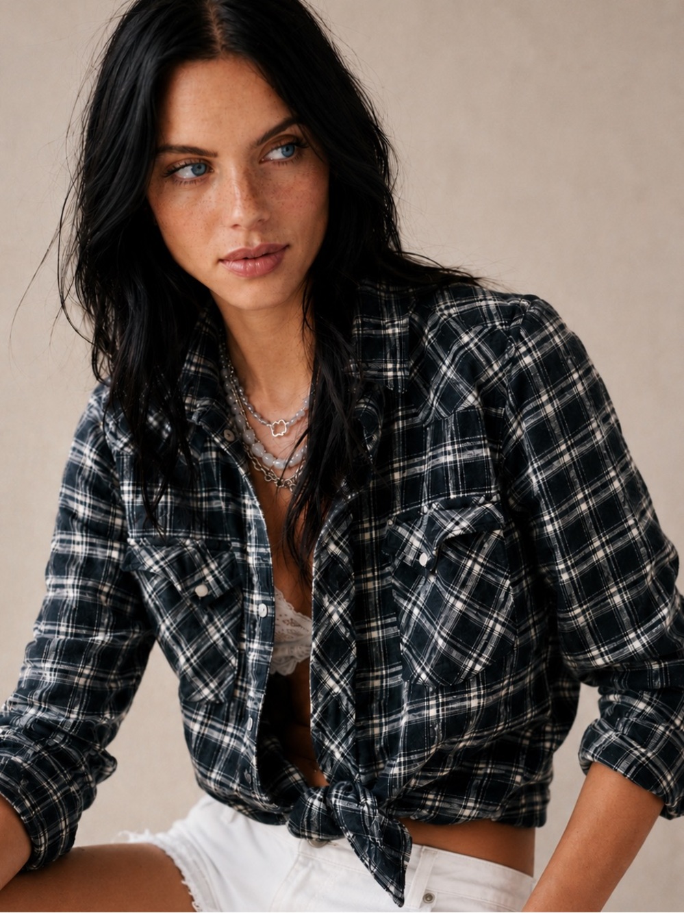 Ralph Lauren Black and White Western Revival Flannel Size 6
